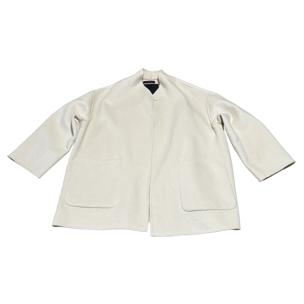 ZARA Wool Collection Women's Heavy Wool Blend‎ Coat Beige Size Medium 26 x 32